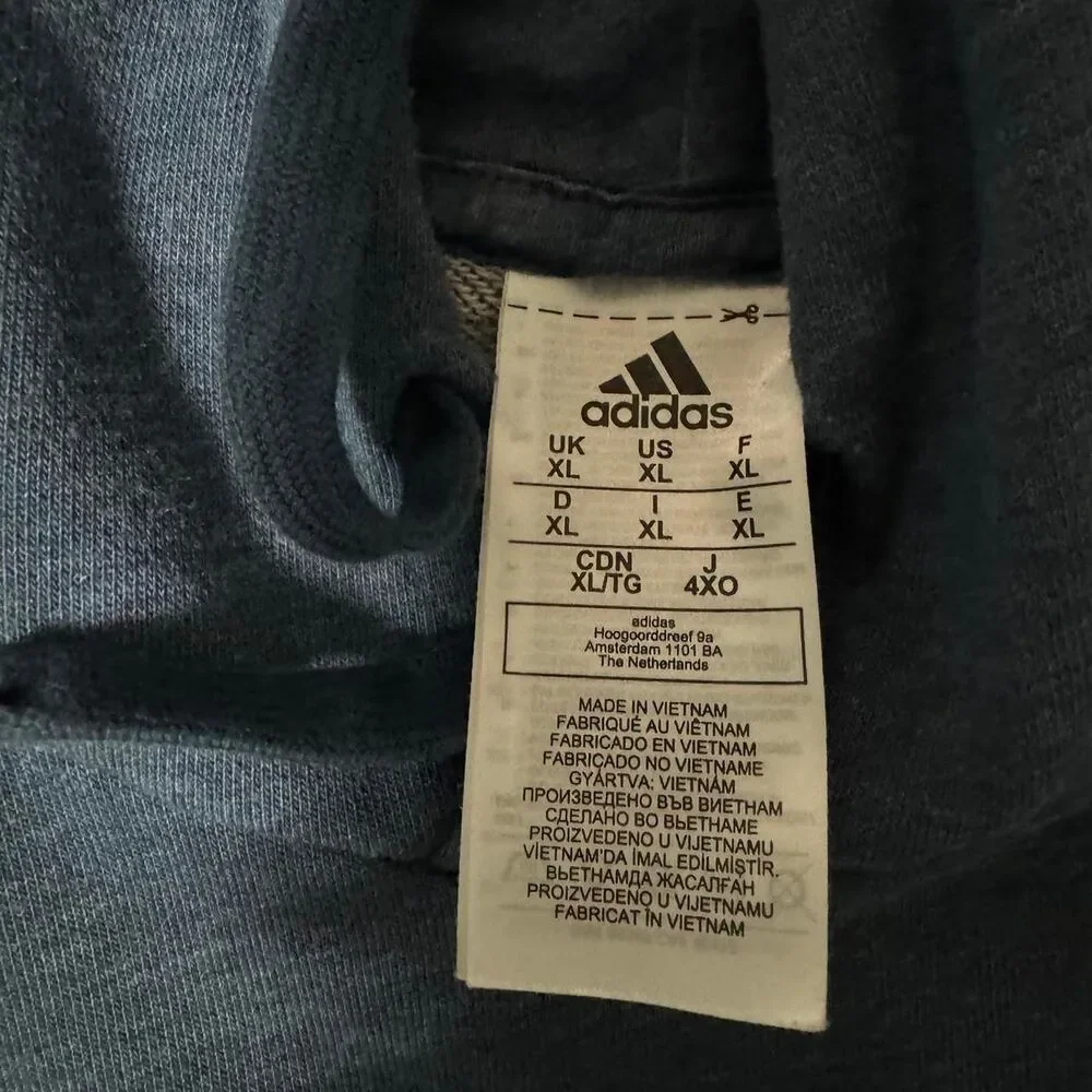 Adidas Men's Logo Blue Hoodie